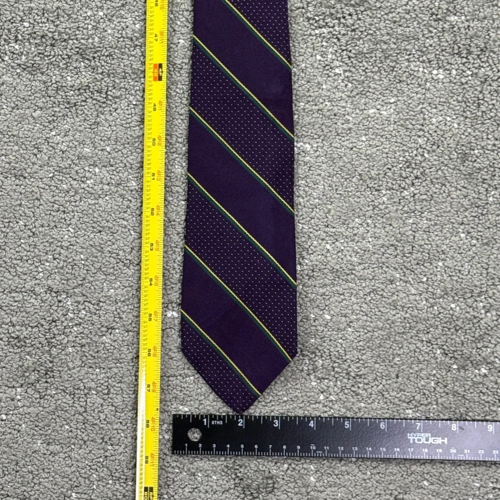 Vintage Brooks Brothers Makers Silk Tie USA Purple Green Gold Rep Stripe 80s 90s